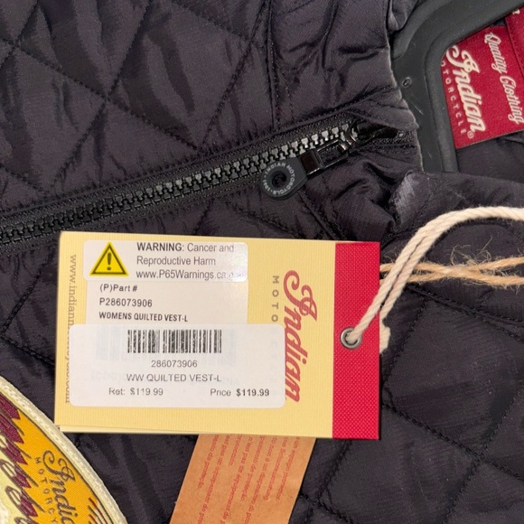 Indian Motorcycle Women’s Quilted Black Best Size Large New - Picture 2 of 4